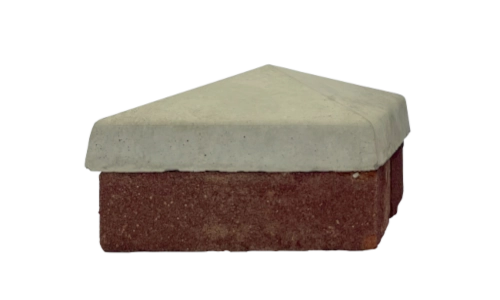 Pier cap from DIY store standing on a brick
